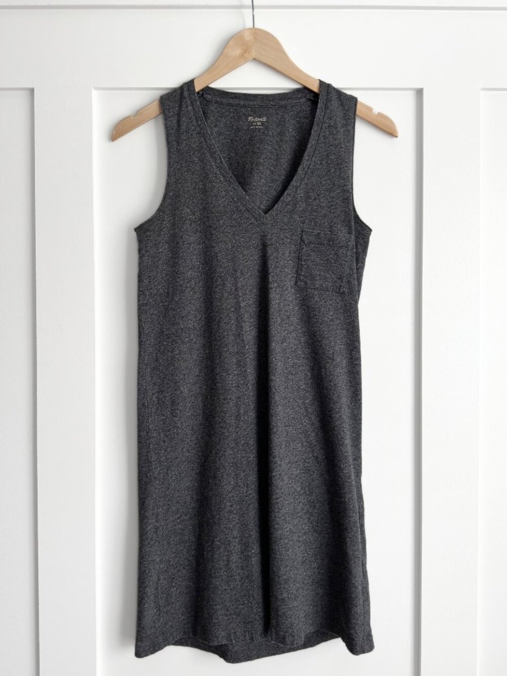 Madewell Charcoal Gray Sleeveless V-Neck Tank Dress Size XS 100% Cotton